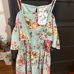 Floral, off shoulder dress. New with tags